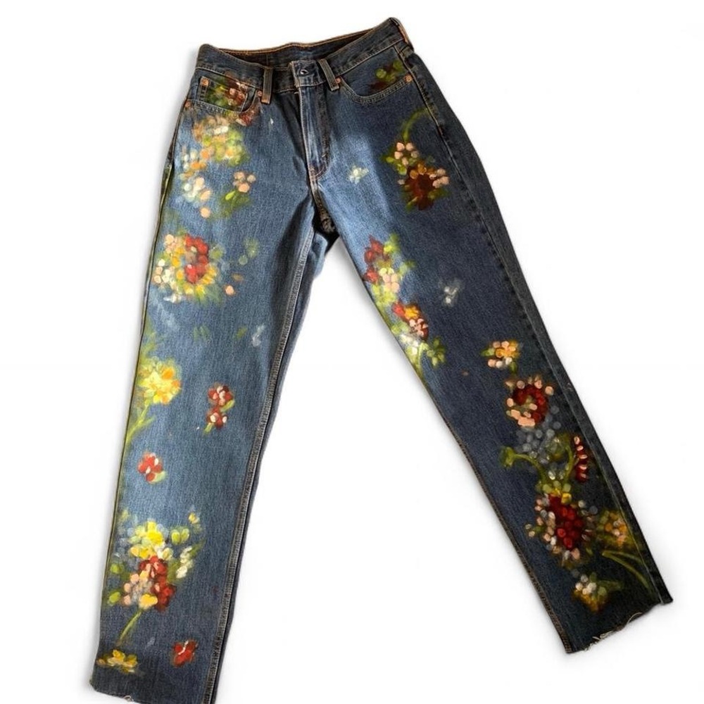 Levi's 550 hand painted Floral print jeans